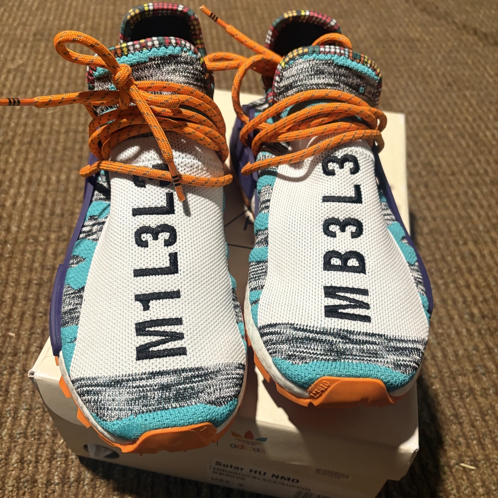 Vibrant ADIDAS PHARRELL NMD SOLAR HU ORANGE BNIB Size: 8 US Men’s / 9 US Women's